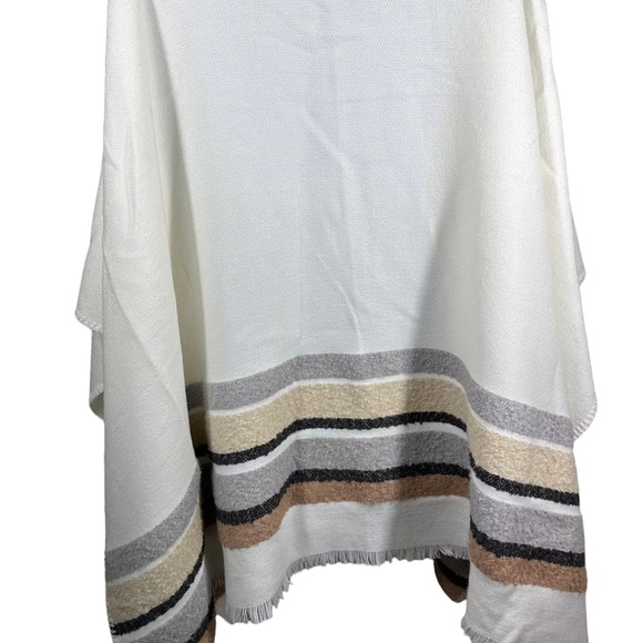 TORRID One Size Cream Cold Weather Ruanna Striped Oversize Open Front Shawl/Cape - Picture 5 of 7